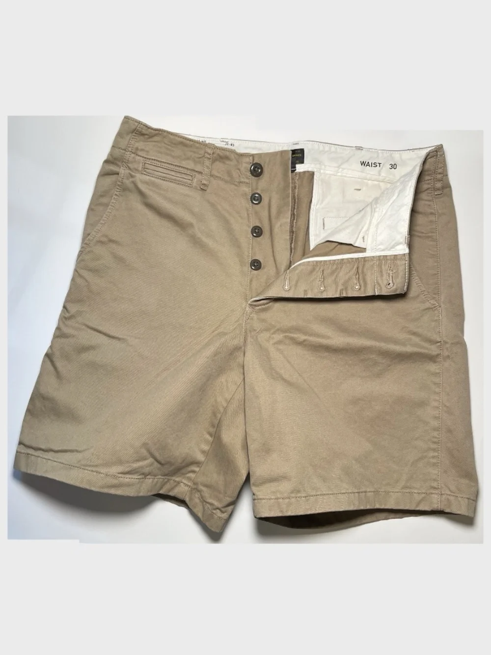 J. Crew Wallace & Barnes Officer Chino Shorts Khaki Men's Button Fly Size 30